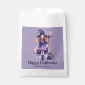  heks en zwarte kat gelukkig Halloween Bedankzakje (Voorkant)