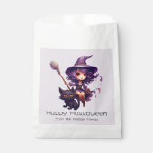  heks en zwarte kat gelukkig Halloween Bedankzakje (Voorkant)