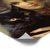 heks en zwarte kat Halloween Poster (Hoek)