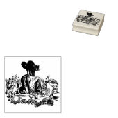 Heks en Zwarte Kat Halloween Rubber Stamp Rubberstempel (Gestempeld)
