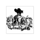 Heks en Zwarte Kat Halloween Rubber Stamp Rubberstempel (Afrduk)