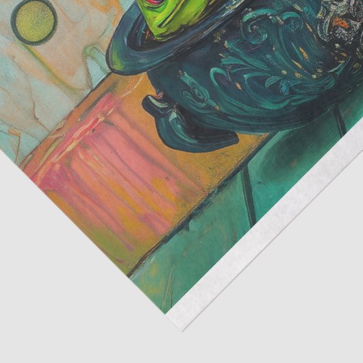 heks en zwarte kat ketel decoupage tissuepapier (Detail)