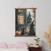 Heks en Zwarte Kat Tapestry Wall Art Hangend Wandkleed (Slaapkamer)
