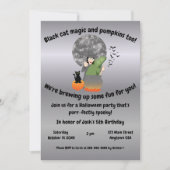 Heks en Zwarte Kat Uitnodiging (Voorkant)