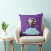 Heks en zwarte kat vliegen op bezem kussen (Stoel)