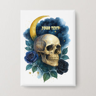 Heks Esthetische Gotische Bloemen Halloween Creepy Button