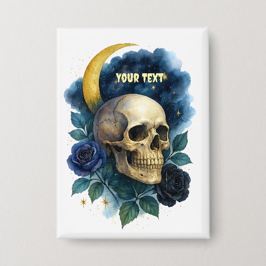 Heks Esthetische Gotische Bloemen Halloween Creepy Button (Voorkant)