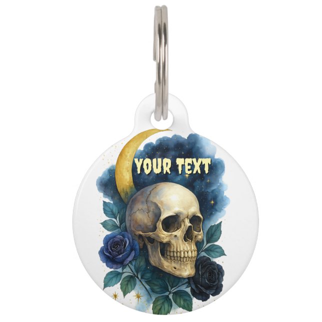 Heks Esthetische Gotische Bloemen Halloween Creepy Huisdierpenning (Voorkant)