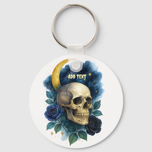 Heks Esthetische Gotische Bloemen Halloween Creepy Sleutelhanger (Achterkant)