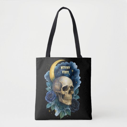 Heks Esthetische Gotische Bloemen Halloween Creepy Tote Bag (Voorkant)