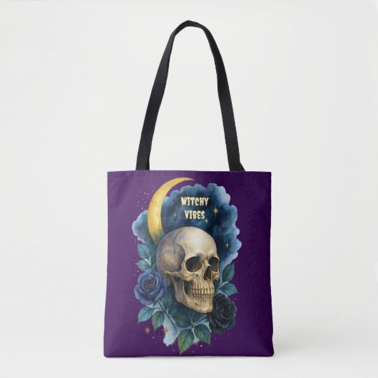 Heks Esthetische Gotische Bloemen Halloween Creepy Tote Bag (Voorkant)