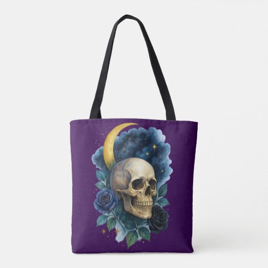 Heks Esthetische Gotische Bloemen Halloween Creepy Tote Bag (Achterkant)