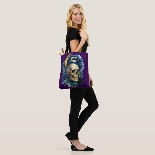Heks Esthetische Gotische Bloemen Halloween Creepy Tote Bag (Op model)