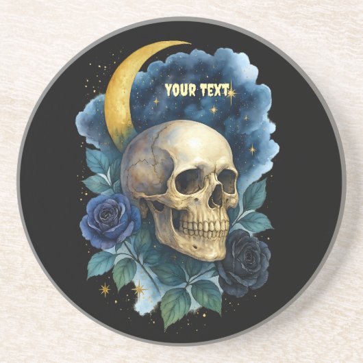 Heks Esthetische Gotische Bloemen Halloween Creepy Zandsteen Onderzetter (Voorkant)