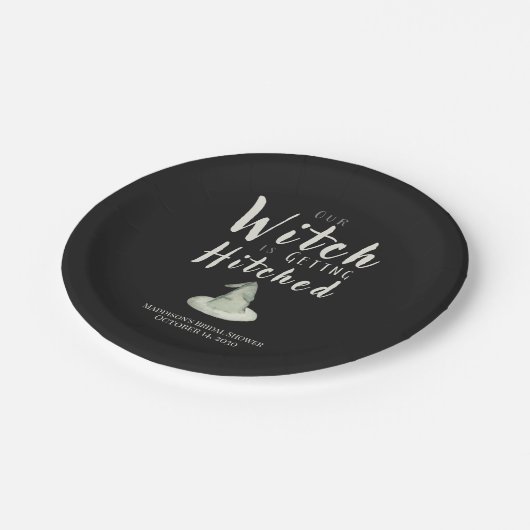 Heks Gaat Trouwen Halloween Bruidsfeest Papieren Bordje (Gekanteld)