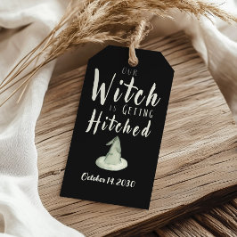 Heks Gaat Trouwen Zwarte Halloween Bruidskleding Cadeaulabel