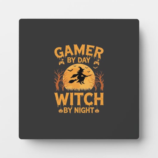 Heks Gamer Halloween Gaming Design Fotoplaat (Voorkant)