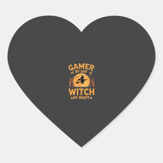 Heks Gamer Halloween Gaming Design Hart Sticker (Voorkant)