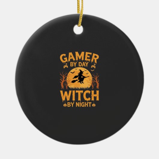 Heks Gamer Halloween Gaming Design Keramisch Ornament (Voorkant)