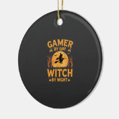 Heks Gamer Halloween Gaming Design Keramisch Ornament (Links)