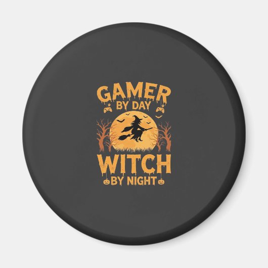 Heks Gamer Halloween Gaming Design Magneet (Voorkant)