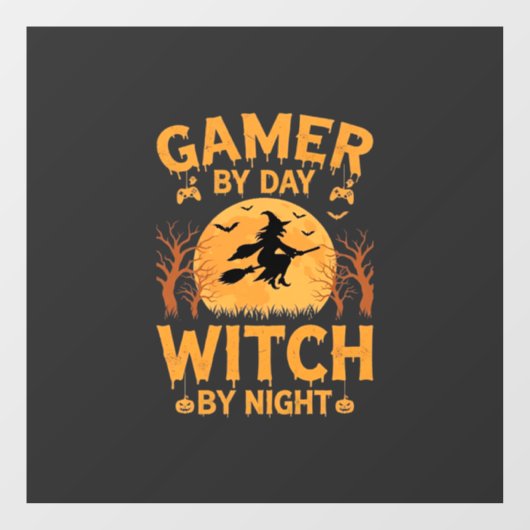 Heks Gamer Halloween Gaming Design Raamsticker (Vel)