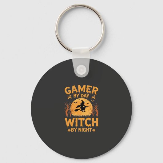 Heks Gamers Halloween Gaming Design Sleutelhanger (Voorkant)