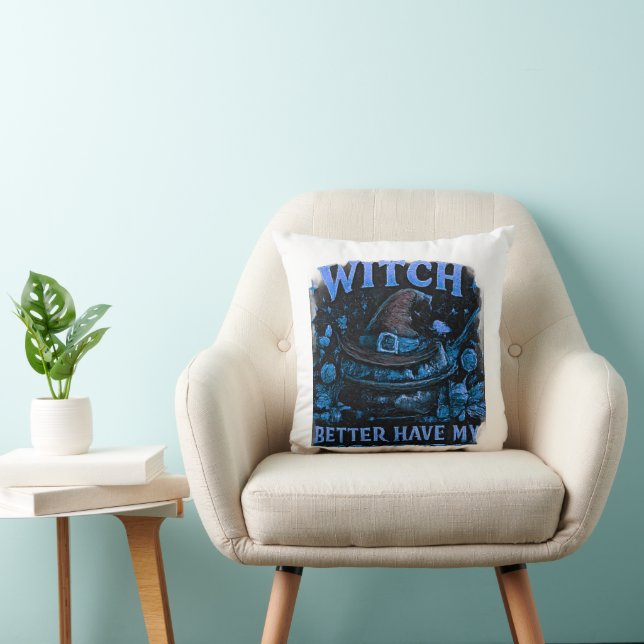 Heks, geef me mijn snoep Grappig Halloween Kussen (Stoel)