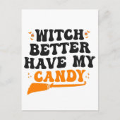 Heks, geef me mijn snoep terug Grappige en griezel Briefkaart (Voorkant)