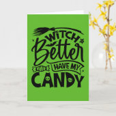 Heks, geef me mijn snoep terug kaart (Gele Bloem)
