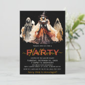 Heks & Ghost Halloween Feest Kaart (Staand voorkant)