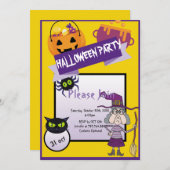 heks grappig pompoen schattig kat Halloween feest Kaart (Voorkant / Achterkant)