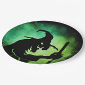 Heks groen zwart Halloween Papieren Bordje (Gekanteld)