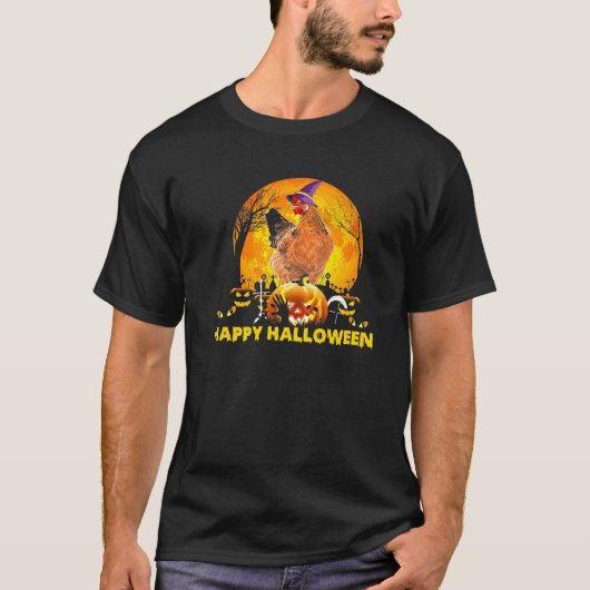 Heks Haan Boo Ghost Enge Pompoen Moon Hallowe T-shirt (Voorkant)
