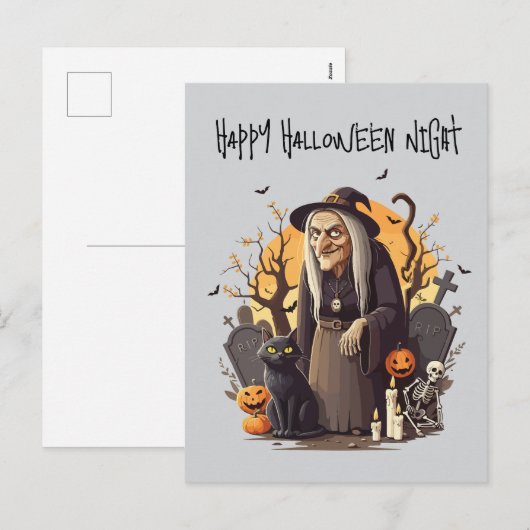 👻 Heks Halloween Ansichtkaart 🎃🧙‍♀️ Feestdagenkaart (Voorkant / Achterkant)