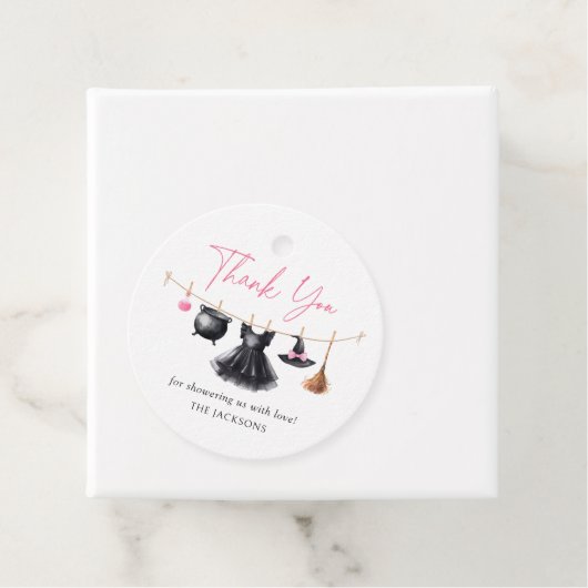 Heks Halloween Baby shower Bedankjes Labels (In situ)