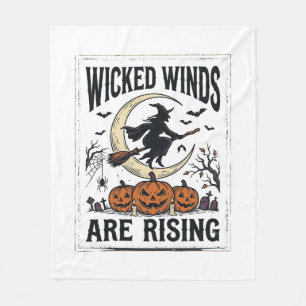 Heks Halloween Bezem Pompoen Maan Kunst Fleece Deken