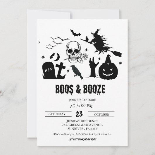 heks Halloween Boss & Booze Party Kaart (Voorkant)