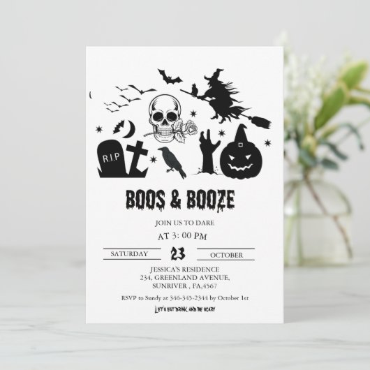  heks Halloween Boss & Booze Party Kaart (Staand voorkant)