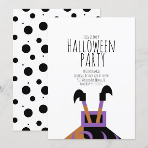 Heks Halloween Cute Verjaardagsfeest Evenement   Kaart