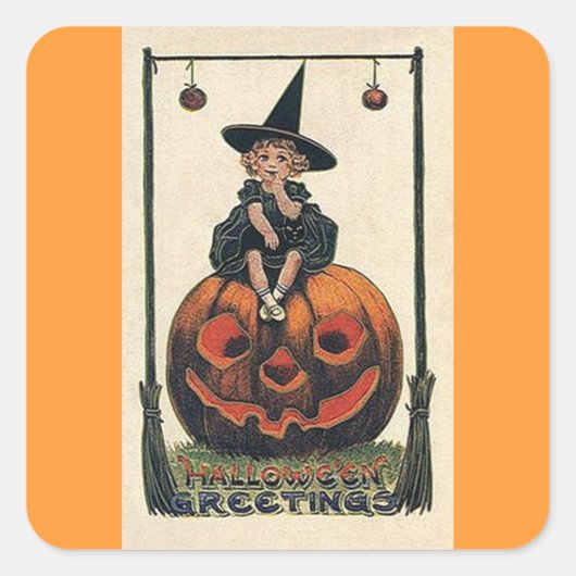 heks Halloween Design Vierkante Sticker (Voorkant)
