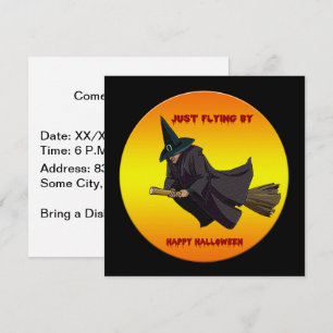 Heks Halloween-feestviering vierkant door Just Fly Kaart