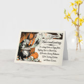  heks Halloween Groeten Kaart (Gele Bloem)