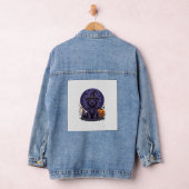 Heks Halloween Hond Pompoen Vector Kunst Denim Jacket (Hangar)
