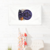 Heks Halloween Hond Pompoen Vector Kunst Spandoek (Insitu)