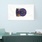 Heks Halloween Hond Pompoen Vector Kunst Spandoek (Beurs)