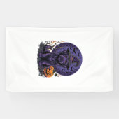 Heks Halloween Hond Pompoen Vector Kunst Spandoek (Horizontaal)