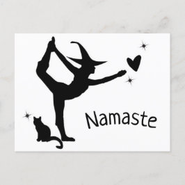Heks Halloween Namaste Yoga Hart Kat Modern Briefkaart