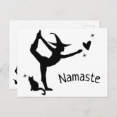 Heks Halloween Namaste Yoga Hart Kat Modern Briefkaart (Voorkant / Achterkant)