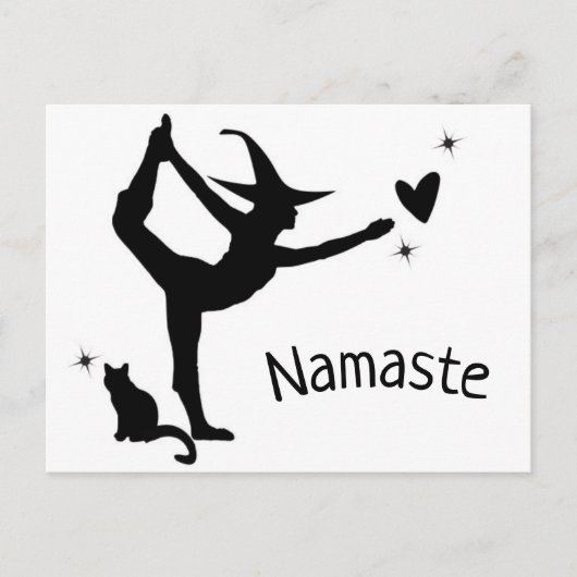 Heks Halloween Namaste Yoga Hart Kat Modern Briefkaart (Voorkant)